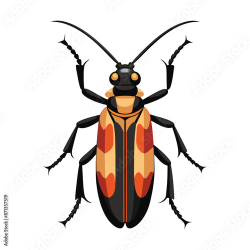 illustration of longhorn beetle insect on white