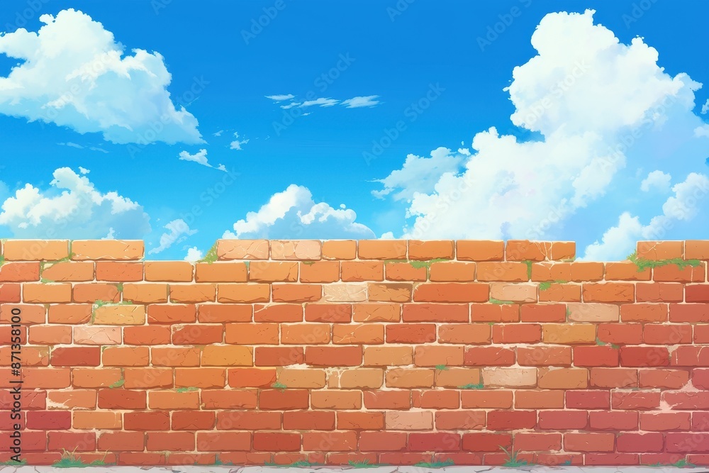 Brick Wall Against a Bright Blue Sky Brick Wall Against a Bright Blue Sky