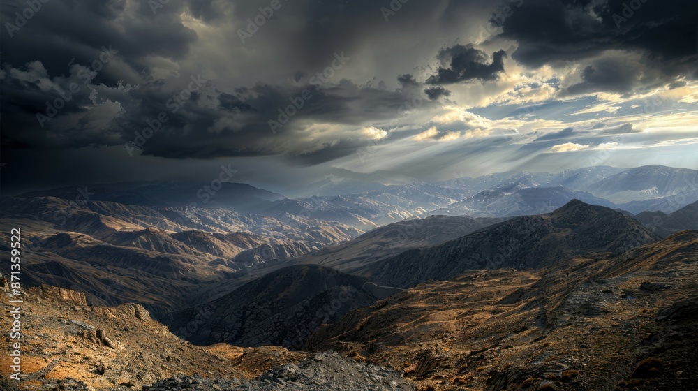 Fototapeta premium Majestic Natural Beauty - A Dramatic Landscape with Powerful Shadows and Highlights