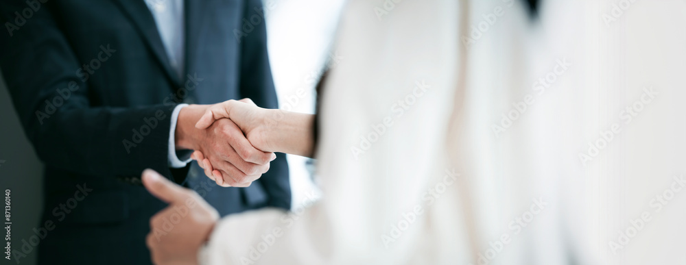 Business people making handshake with partner, greeting, dealing, merger and acquisition Business people making handshake with partner, greeting, dealing, merger and acquisition