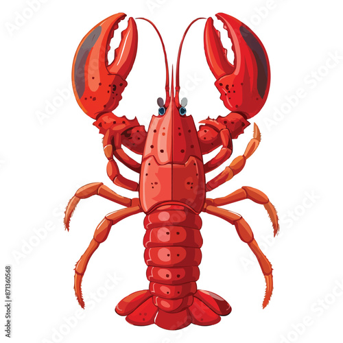Cartoon Red lobster isolated on white solid background