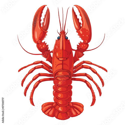 Cartoon Red lobster isolated on white solid background