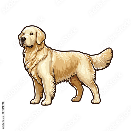 Vibrant and heartwarming Golden Retriever vector illustration, beautifully isolated on a white background. Perfect for dog lovers and pet-themed projects.