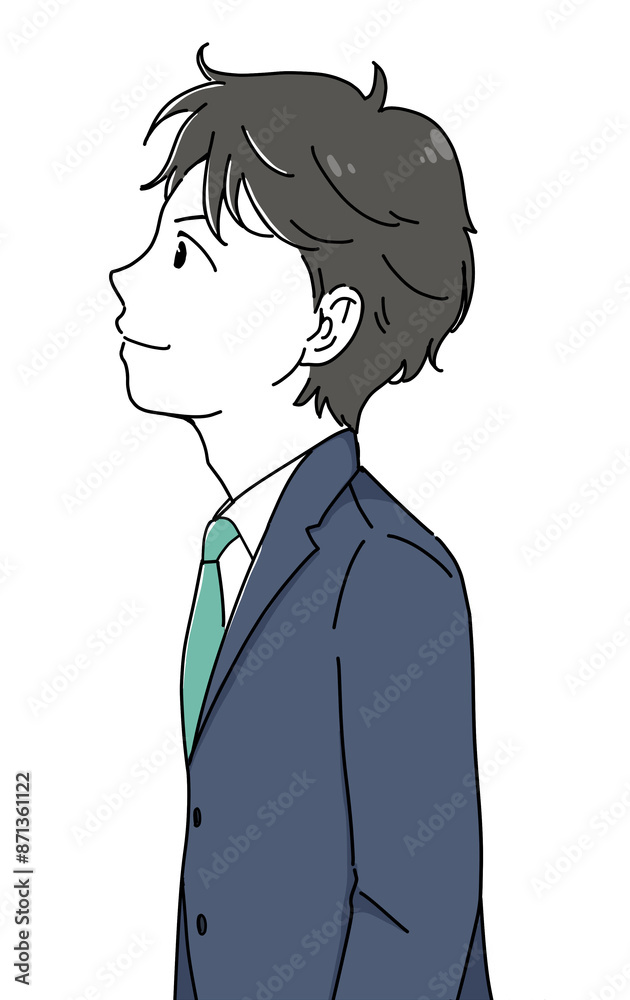 見上げる男性(上半身)肌色白 見上げる男性(上半身)肌色白