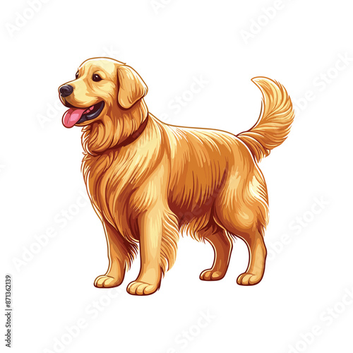 Vibrant and heartwarming Golden Retriever vector illustration, beautifully isolated on a white background. Perfect for dog lovers and pet-themed projects.