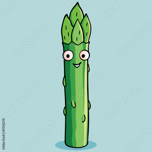 Isolated Premium Flat Cartoon Vector Icon Illustration of Asparagus Vegetable and Food Nature Icon Concept