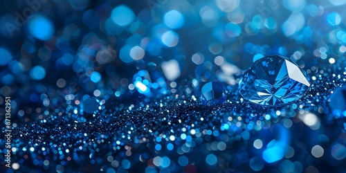 Christmas themed background with glowing diamond and lighting effects for design featuring blue shimmering lights