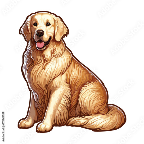 Vibrant and heartwarming Golden Retriever vector illustration, beautifully isolated on a white background. Perfect for dog lovers and pet-themed projects.