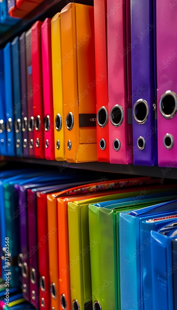 A vibrant image of assorted binders and folders, each featuring distinct colors and closures, displayed in a classroom setting. A vibrant image of assorted binders and folders, each featuring distinct colors and closures, displayed in a classroom setting.