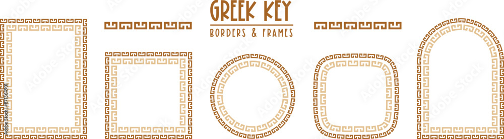 Greek key pattern, seamless borders collection. Decorative ancient ...