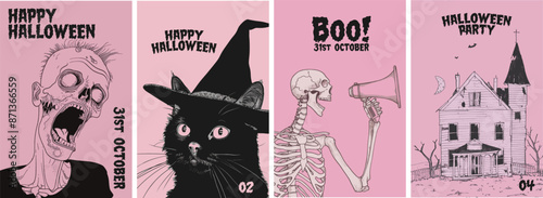 Halloween poster design collection. Set of banners for a spooky october halloween party
