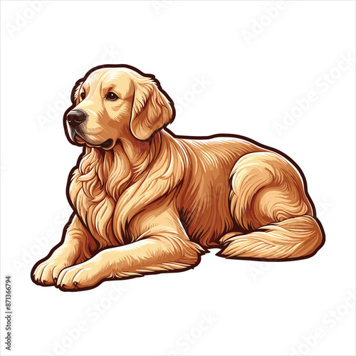 Vibrant and heartwarming Golden Retriever vector illustration, beautifully isolated on a white background. Perfect for dog lovers and pet-themed projects.