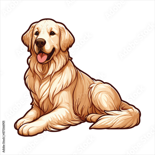 Vibrant and heartwarming Golden Retriever vector illustration, beautifully isolated on a white background. Perfect for dog lovers and pet-themed projects.