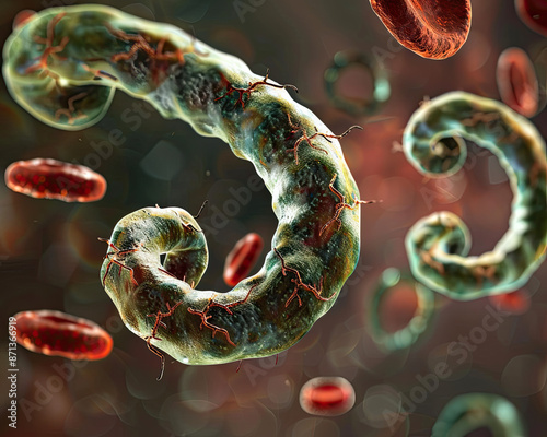 Obraz na płótnie Borrelia Burgdorferi in Bloodstream w salonie