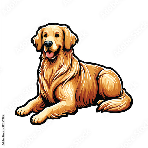 Vibrant and heartwarming Golden Retriever vector illustration, beautifully isolated on a white background. Perfect for dog lovers and pet-themed projects.