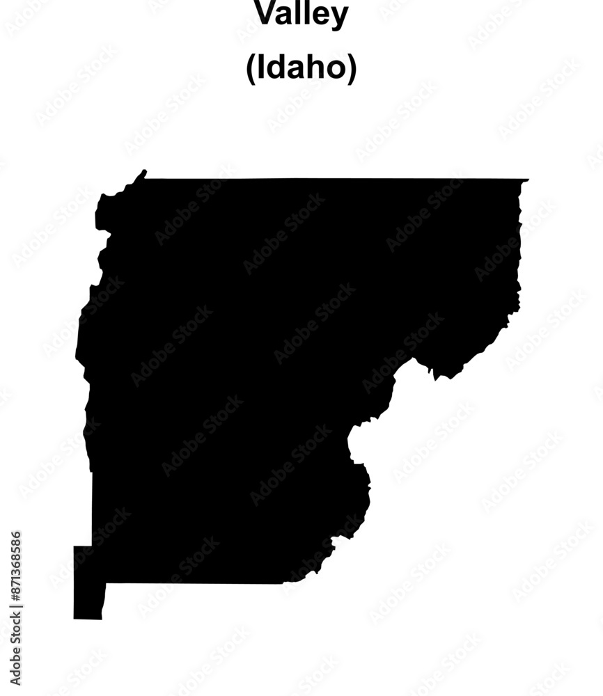 Fototapeta premium Valley County (Idaho) blank outline map