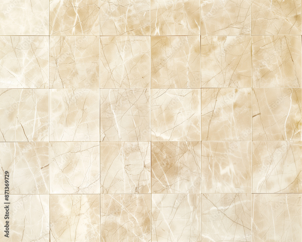 Fototapeta premium Soft Elegance: Crema Marfil Marble Tile Installation - Alternating Pattern, High Resolution - Perfect for Warm Designs
