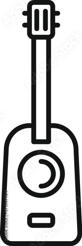 Simple black and white line art icon of an acoustic guitar, perfect for representing music or musical instruments