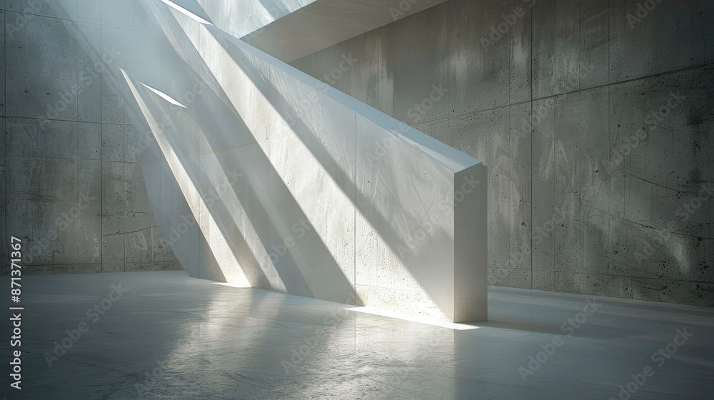 Modern Architectural Interior with Concrete Walls and Sunlight Streaming Through Geometric Openings Modern Architectural Interior with Concrete Walls and Sunlight Streaming Through Geometric Openings
