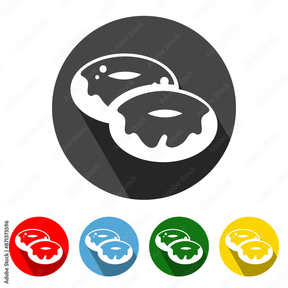 Donut Flat Icon Long Shadow. Donut icon vector illustration design element with four color variations. Donut Icon with Long Shadow. Donut Icon flat design. Elements for design. All in a single layer. Donut Flat Icon Long Shadow. Donut icon vector illustration design element with four color variations. Donut Icon with Long Shadow. Donut Icon flat design. Elements for design. All in a single layer.