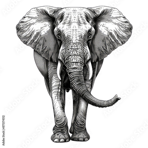 Black And White Drawing Elephant lllustrations Art, Generative AI photo