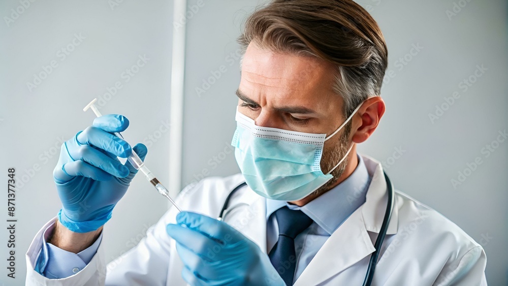 Doctor preparing to make an injection. Doctor preparing to make an injection.
