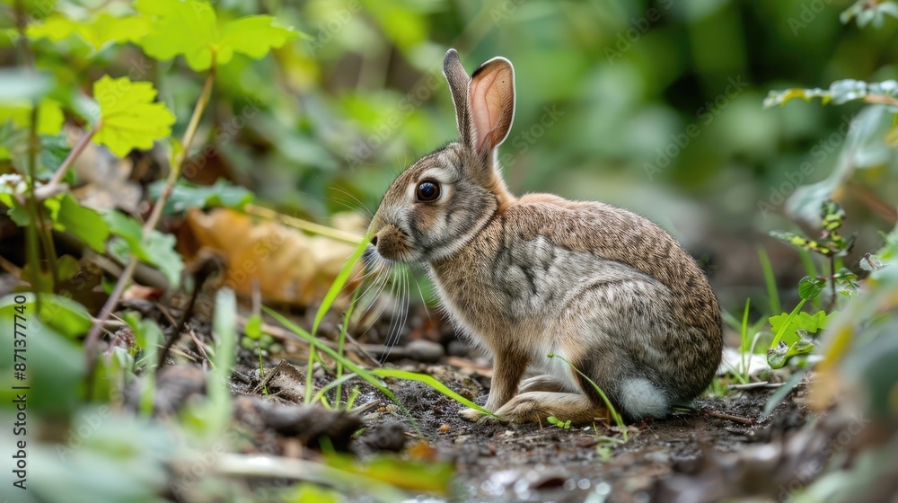 Rabbit Oryctolagus cuniculus in natural habitat Rabbit Oryctolagus cuniculus in natural habitat