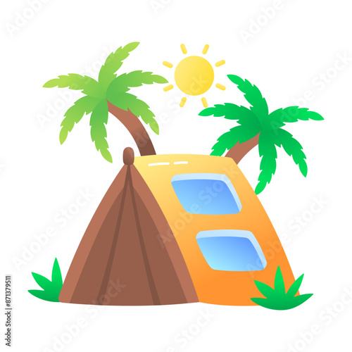 A flat style icon showing camping area 