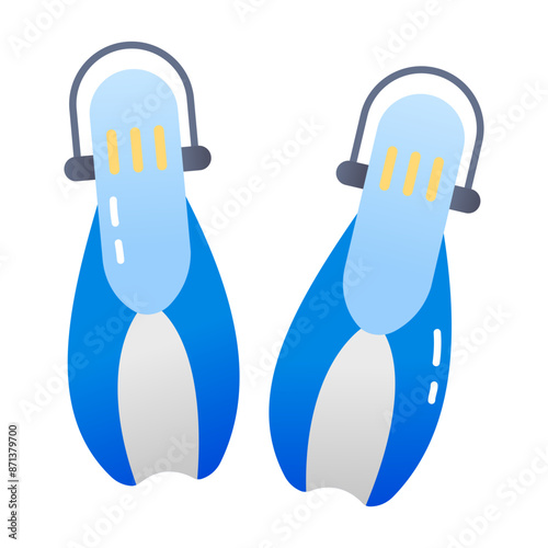 An icon of diving fins in flat style 