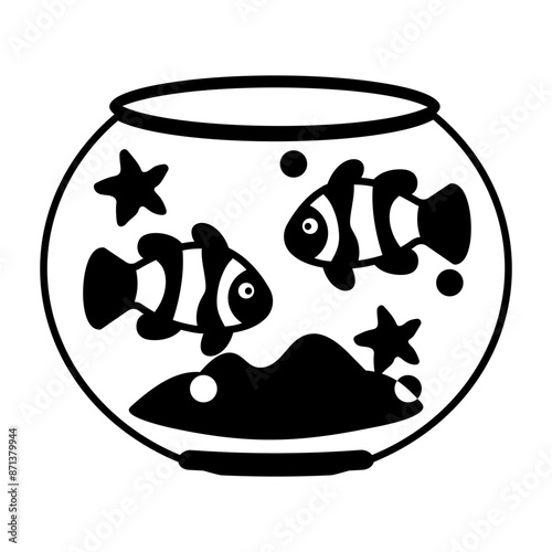 A glyph style icon of fishbowl