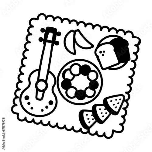 A glyph style icon of outdoor picnic food 