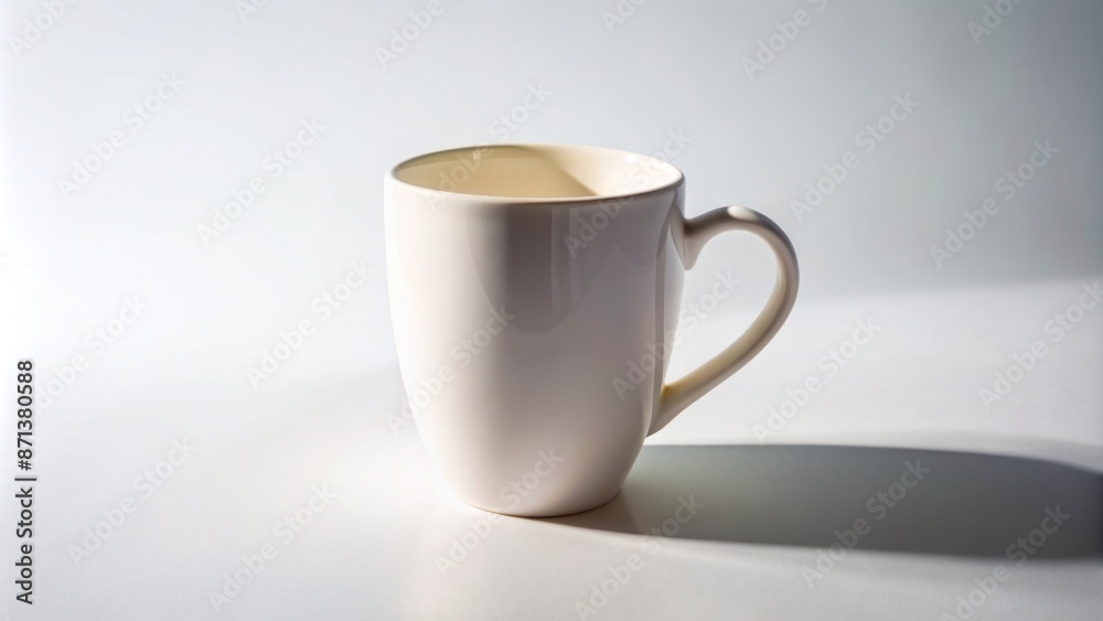 Simple and elegant isolated white ceramic coffee mug against a clean white background with subtle shadows. Simple and elegant isolated white ceramic coffee mug against a clean white background with subtle shadows.