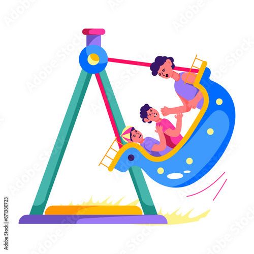 A flat character illustration of boat swing 