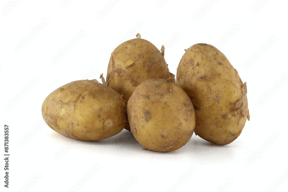 Early season potatoes isolated on white background Early season potatoes isolated on white background