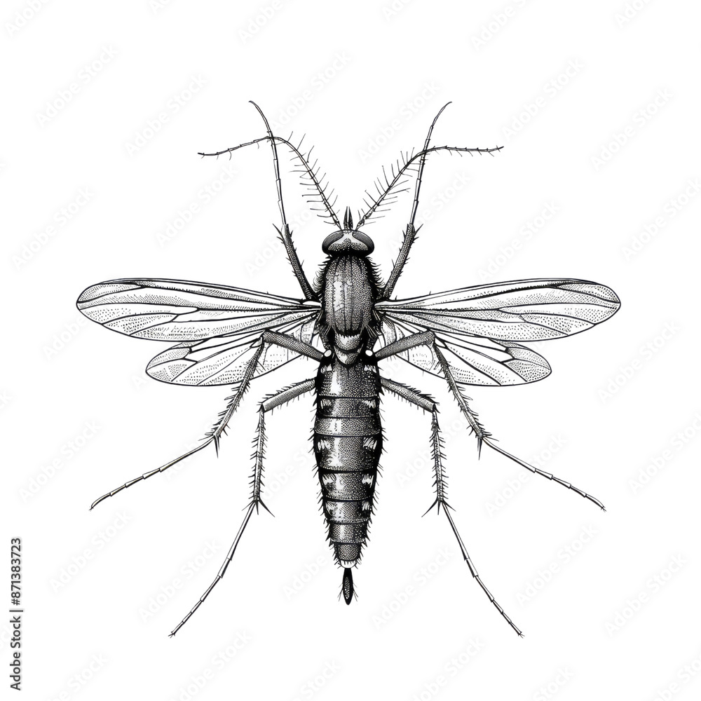 Black And White Drawing Mosquito lllustrations Art, Generative AI Black And White Drawing Mosquito lllustrations Art, Generative AI
