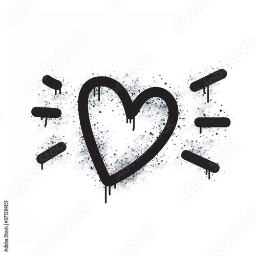 
Spray painted love sign in black on white. Love symbol. isolated on white background. vector illustration