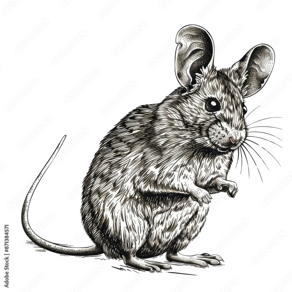 Black And White Drawing Mouse lllustrations Art, Generative AI Black And White Drawing Mouse lllustrations Art, Generative AI