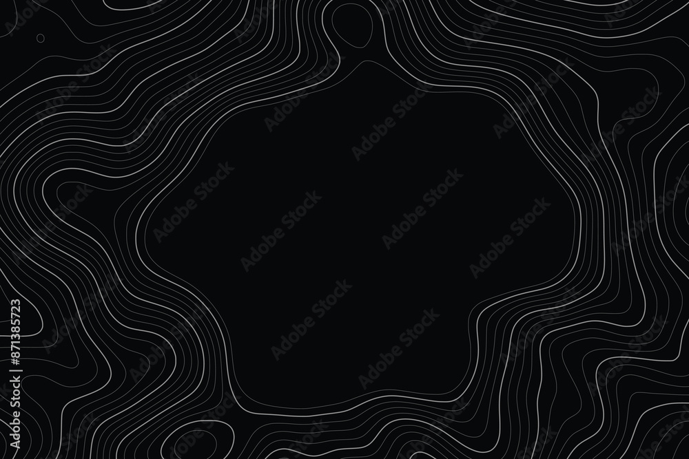 Imitation of a geographical map, white lines on black background, vector design Imitation of a geographical map, white lines on black background, vector design