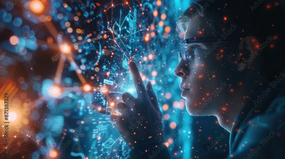 Data science, AI and cloud data concept. Computer programmer. Data science, AI and cloud data concept. Computer programmer.