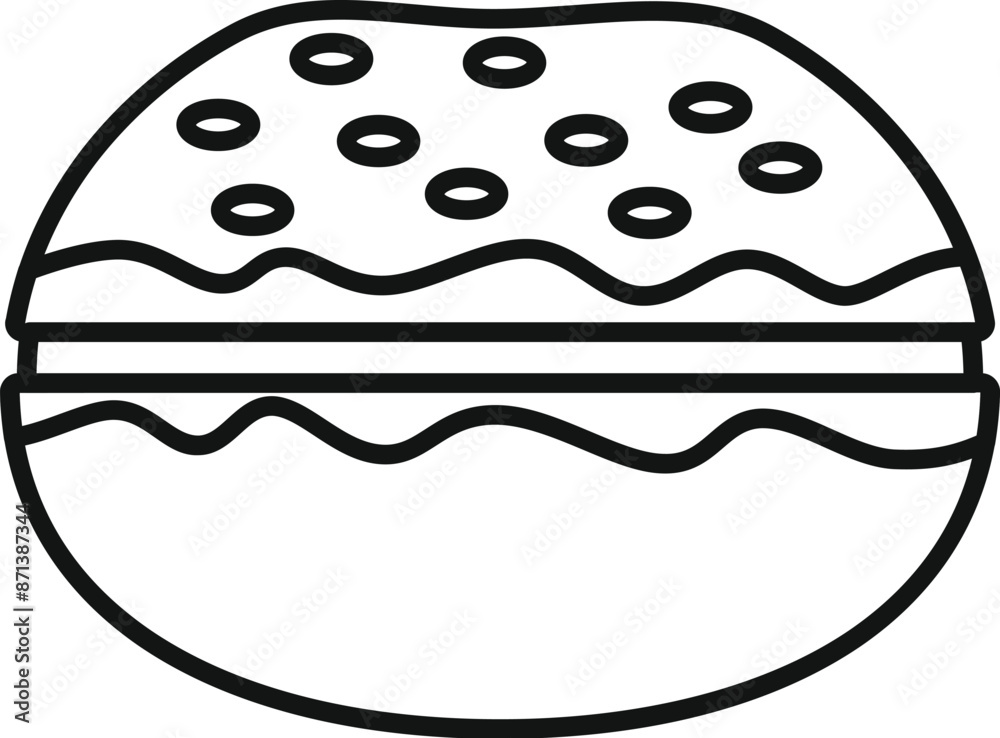 Burger bun icon representing fast food restaurants and take away food Burger bun icon representing fast food restaurants and take away food