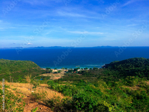 Mountain scenery and green trees view.