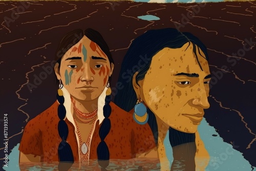 Illustration of Native American man and woman