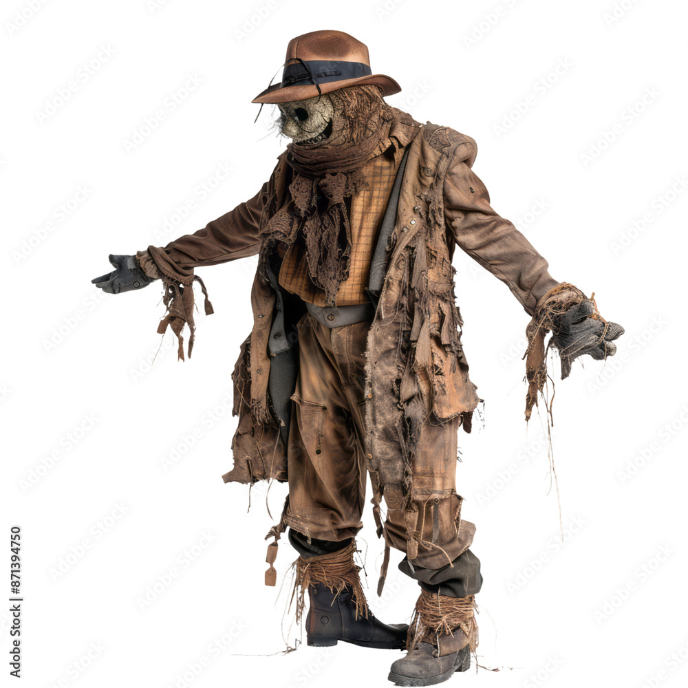 Obraz premium Scarecrow full body, transparent background, isolated at the edges.