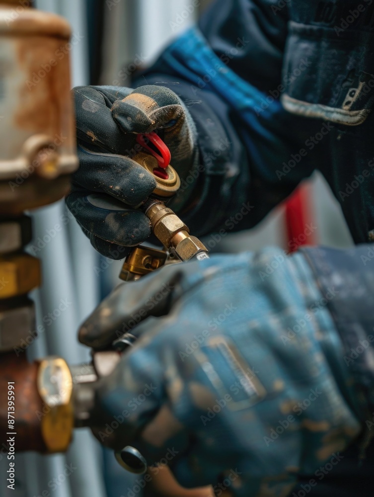 Person working on pipe Person working on pipe