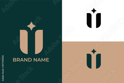 restaurant design, letter U star badge vintage logo for restaurant and and coffee shop cafe, arm forces badge iconic logo