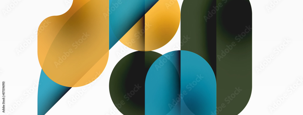 Circles and round shapes geometric minimal background. Transparent geometric shapes composition for wallpaper, banner, background or landing Circles and round shapes geometric minimal background. Transparent geometric shapes composition for wallpaper, banner, background or landing