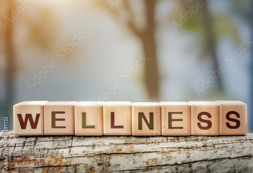 健康を表す積み木の文字「Wellness」 © nukopic
