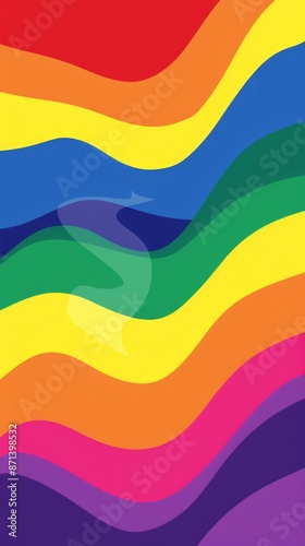 Colorful Wavy Abstract Design With Rainbow Stripes and a Light Grey Shape in the Center, lgbtq+ concept