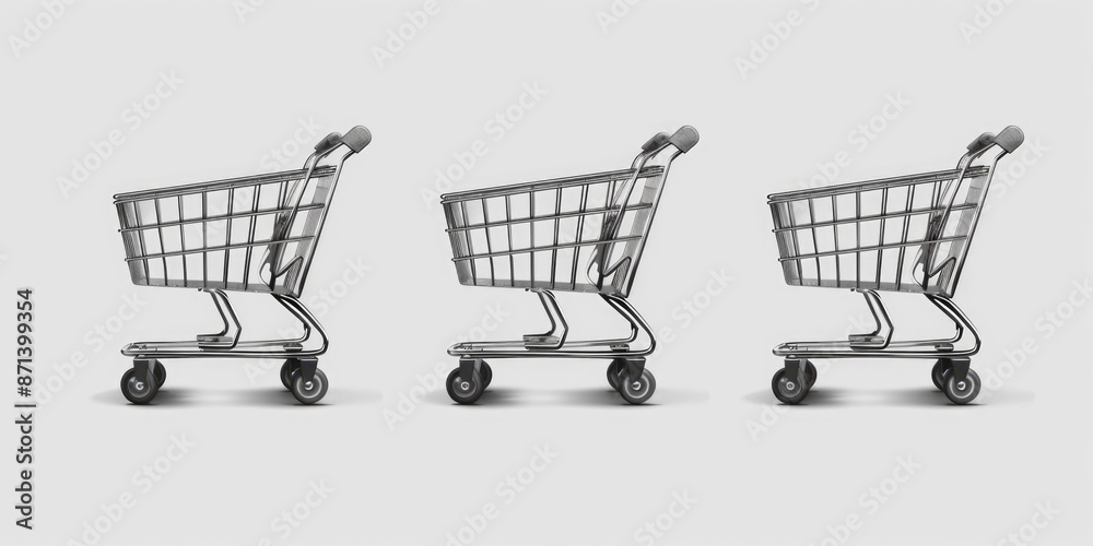 Three Empty Shopping Carts Three Empty Shopping Carts