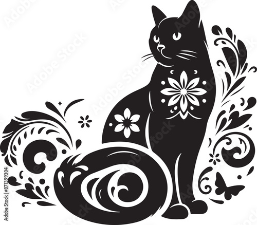 Cat design silhouette vector art work EPS file, Generator AI